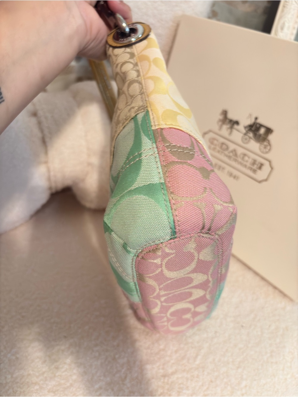 Coach Patchwork Signature Small Hobo Bag in Pastel Multi - Picture 14 of 15